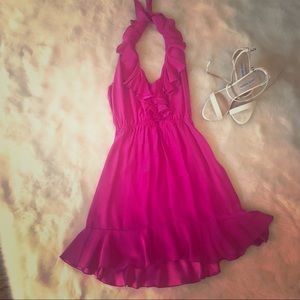 Amanda Uprichard Hot Pink Halter Dress